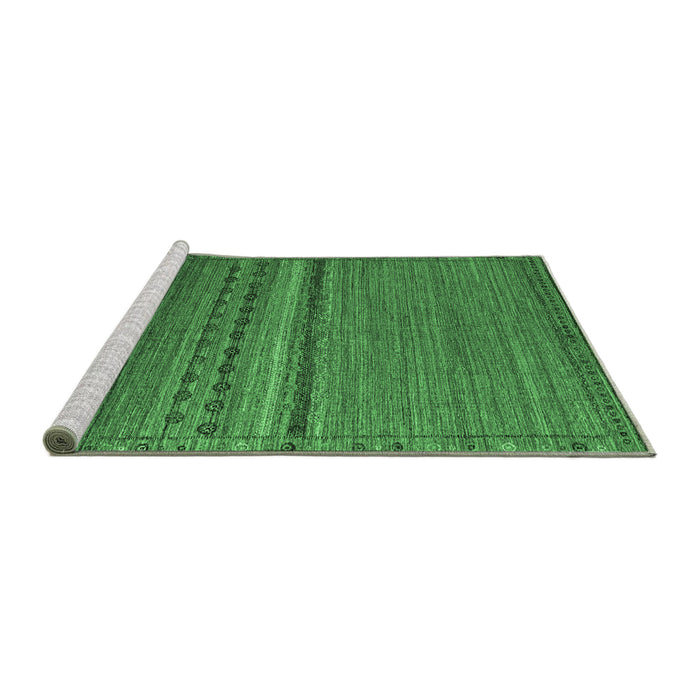 Sideview of Machine Washable Abstract Emerald Green Modern Area Rugs, wshabs4479emgrn