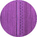 Round Machine Washable Abstract Purple Modern Area Rugs, wshabs4479pur