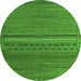 Round Machine Washable Abstract Green Modern Area Rugs, wshabs4479grn