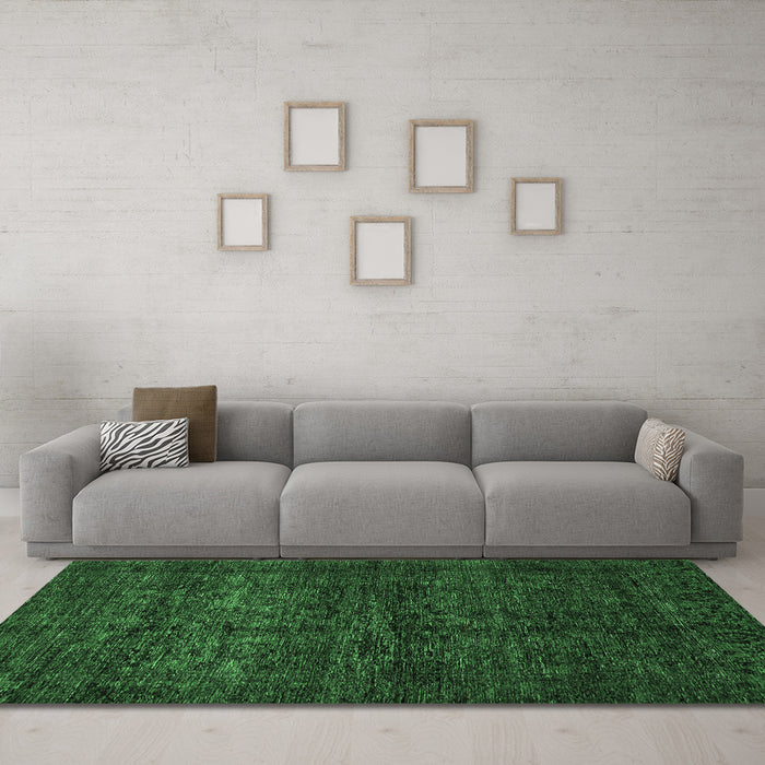 Machine Washable Abstract Emerald Green Modern Area Rugs in a Living Room,, wshabs447emgrn