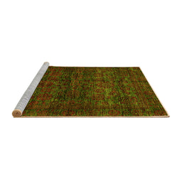 Sideview of Machine Washable Abstract Yellow Modern Rug, wshabs447yw
