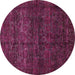 Round Abstract Pink Modern Rug, abs447pnk