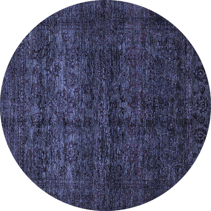 Round Machine Washable Abstract Blue Modern Rug, wshabs447blu
