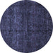 Round Machine Washable Abstract Blue Modern Rug, wshabs447blu