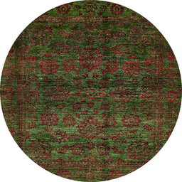 Round Abstract Red Modern Rug, abs447
