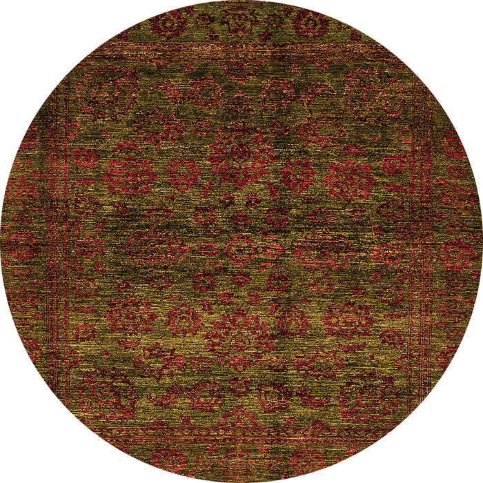 Round Machine Washable Abstract Orange Modern Area Rugs, wshabs447org