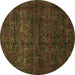 Round Abstract Brown Modern Rug, abs447brn