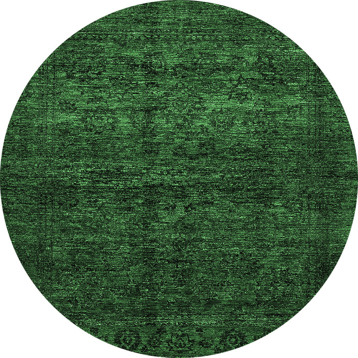 Round Abstract Emerald Green Modern Rug, abs447emgrn