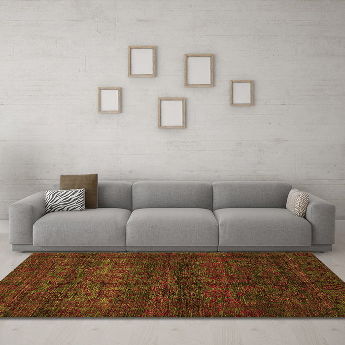Machine Washable Abstract Orange Modern Area Rugs in a Living Room, wshabs447org