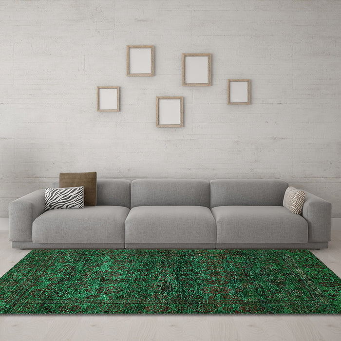 Machine Washable Abstract Turquoise Modern Area Rugs in a Living Room,, wshabs447turq