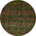 Round Machine Washable Abstract Night Red Rug, wshabs447