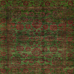 Square Machine Washable Abstract Night Red Rug, wshabs447