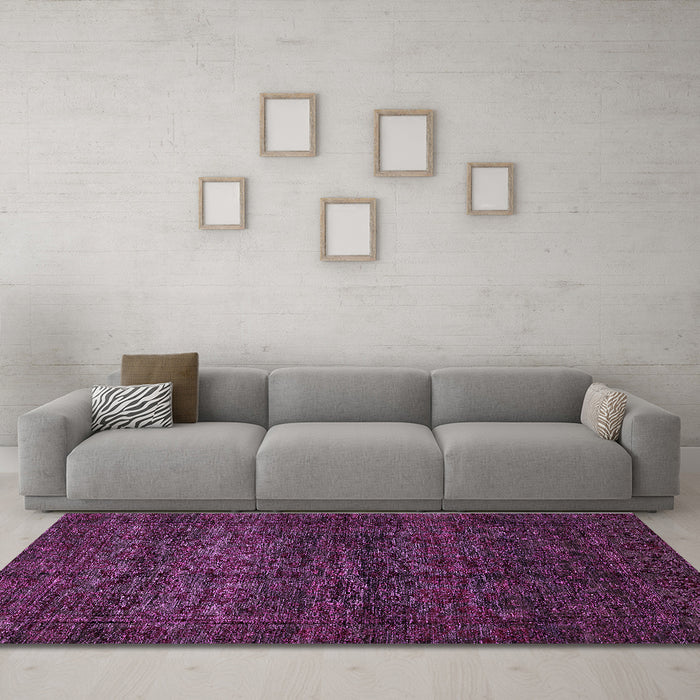 Machine Washable Abstract Purple Modern Area Rugs in a Living Room, wshabs447pur