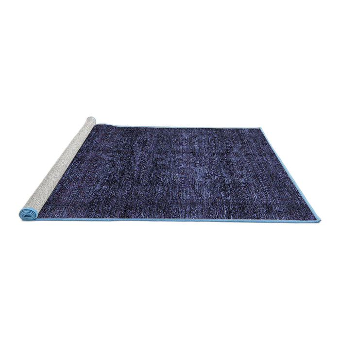 Sideview of Machine Washable Abstract Blue Modern Rug, wshabs447blu