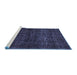 Sideview of Machine Washable Abstract Blue Modern Rug, wshabs447blu