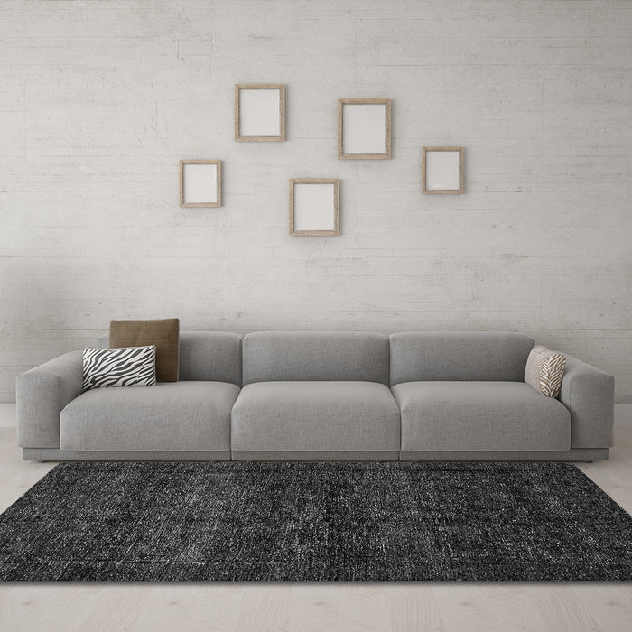 Machine Washable Abstract Gray Modern Rug in a Living Room,, wshabs447gry
