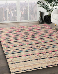 Abstract Dark Almond Brown Modern Rug, abs4480