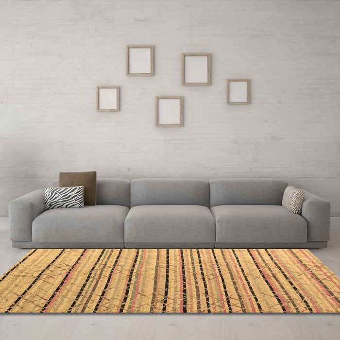 Machine Washable Abstract Brown Modern Rug in a Living Room,, wshabs4480brn
