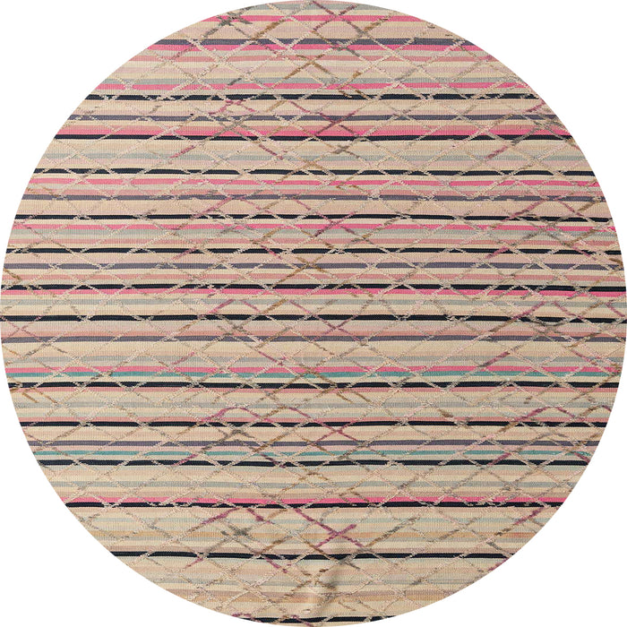 Round Machine Washable Abstract Dark Almond Brown Rug, wshabs4480