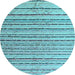 Round Machine Washable Abstract Light Blue Modern Rug, wshabs4480lblu