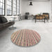 Round Machine Washable Abstract Dark Almond Brown Rug in a Office, wshabs4480