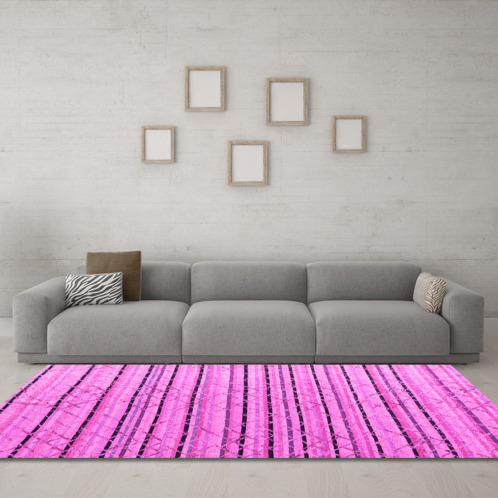 Machine Washable Abstract Pink Modern Rug in a Living Room, wshabs4480pnk