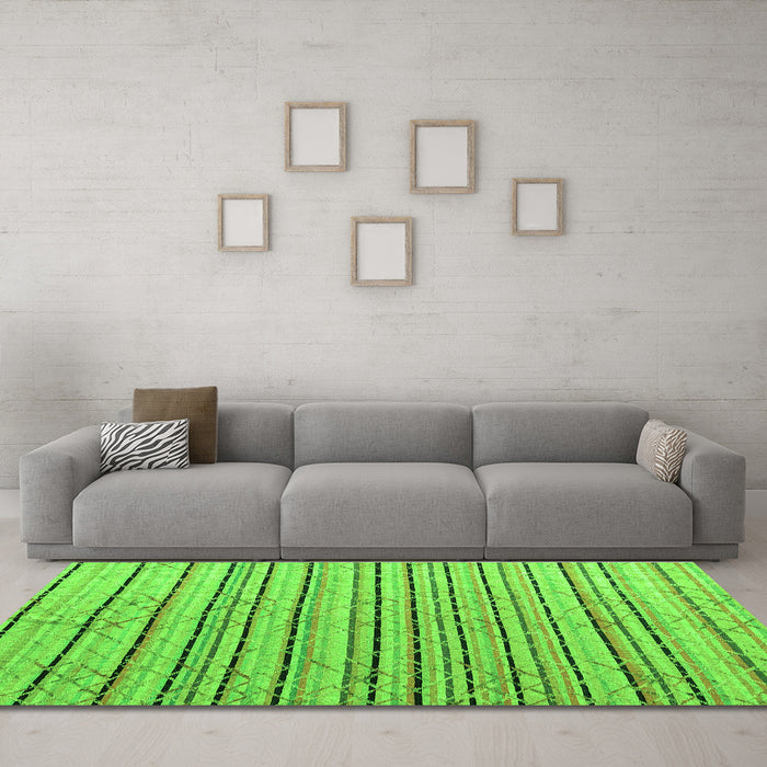 Machine Washable Abstract Green Modern Area Rugs in a Living Room,, wshabs4480grn