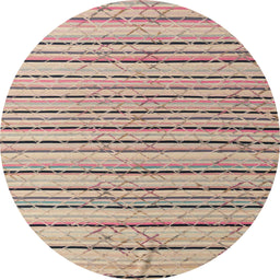 Round Abstract Dark Almond Brown Modern Rug, abs4480