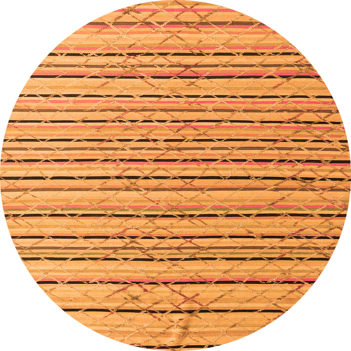 Round Machine Washable Abstract Orange Modern Area Rugs, wshabs4480org