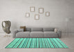 Machine Washable Abstract Turquoise Modern Area Rugs in a Living Room,, wshabs4480turq