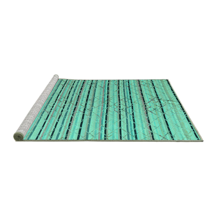 Sideview of Machine Washable Abstract Turquoise Modern Area Rugs, wshabs4480turq