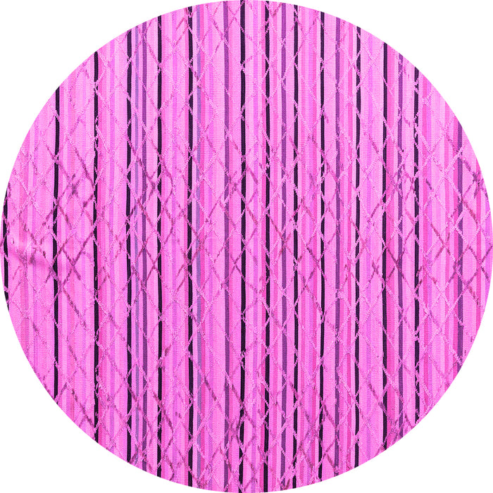 Round Machine Washable Abstract Pink Modern Rug, wshabs4480pnk