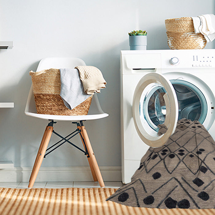 Machine Washable Abstract Coffee Brown Rug in a Washing Machine, wshabs4481