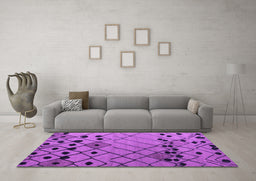 Machine Washable Solid Purple Modern Area Rugs in a Living Room, wshabs4481pur