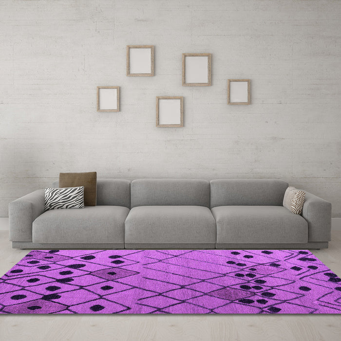 Machine Washable Solid Purple Modern Area Rugs in a Living Room, wshabs4481pur