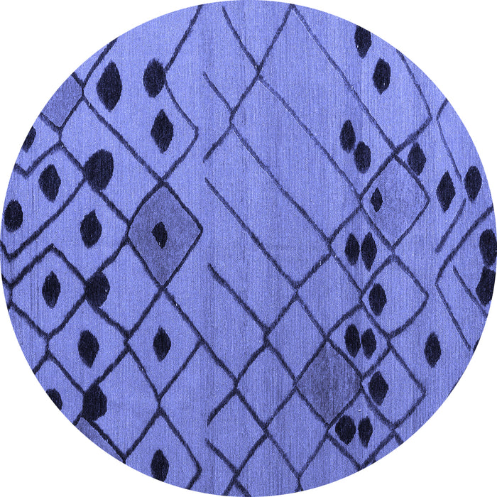 Round Machine Washable Solid Blue Modern Rug, wshabs4481blu