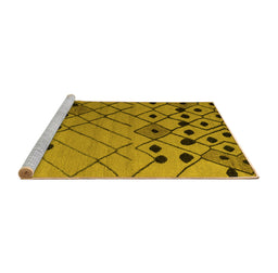 Sideview of Machine Washable Solid Yellow Modern Rug, wshabs4481yw