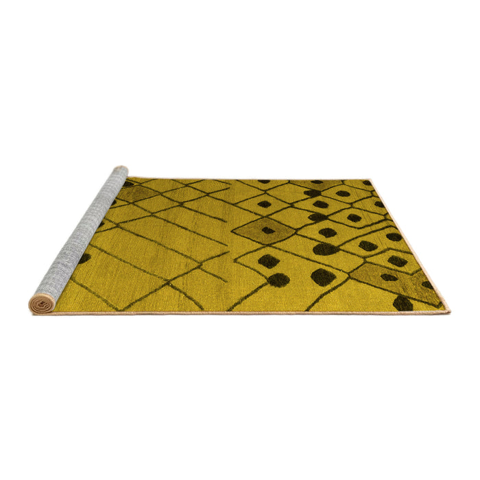 Sideview of Machine Washable Solid Yellow Modern Rug, wshabs4481yw