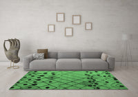 Machine Washable Solid Emerald Green Modern Rug, wshabs4481emgrn