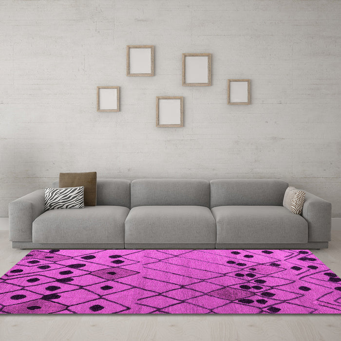 Machine Washable Solid Pink Modern Rug in a Living Room, wshabs4481pnk
