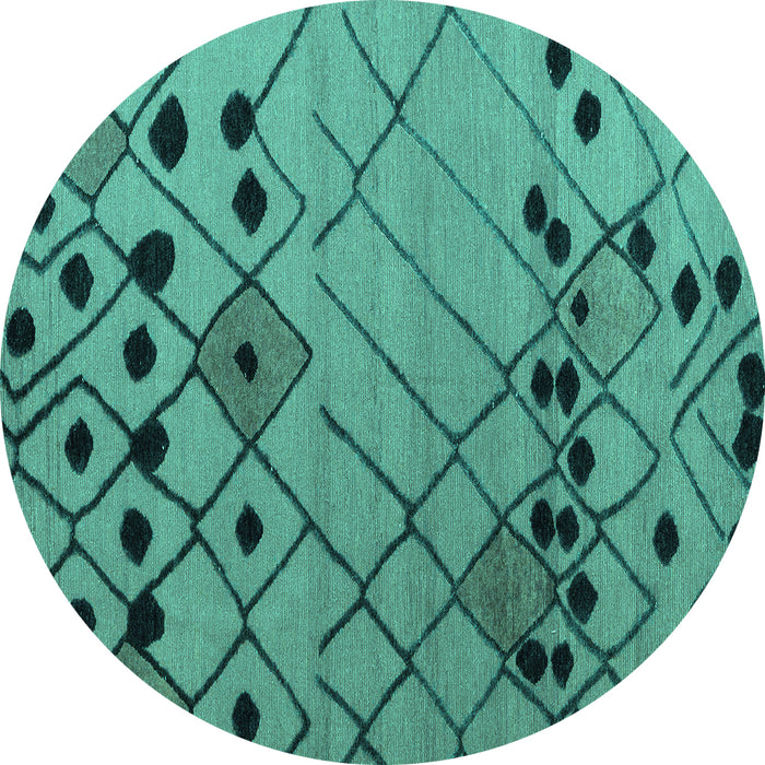 Round Solid Turquoise Modern Rug, abs4481turq