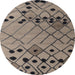 Round Abstract Coffee Brown Solid Rug, abs4481