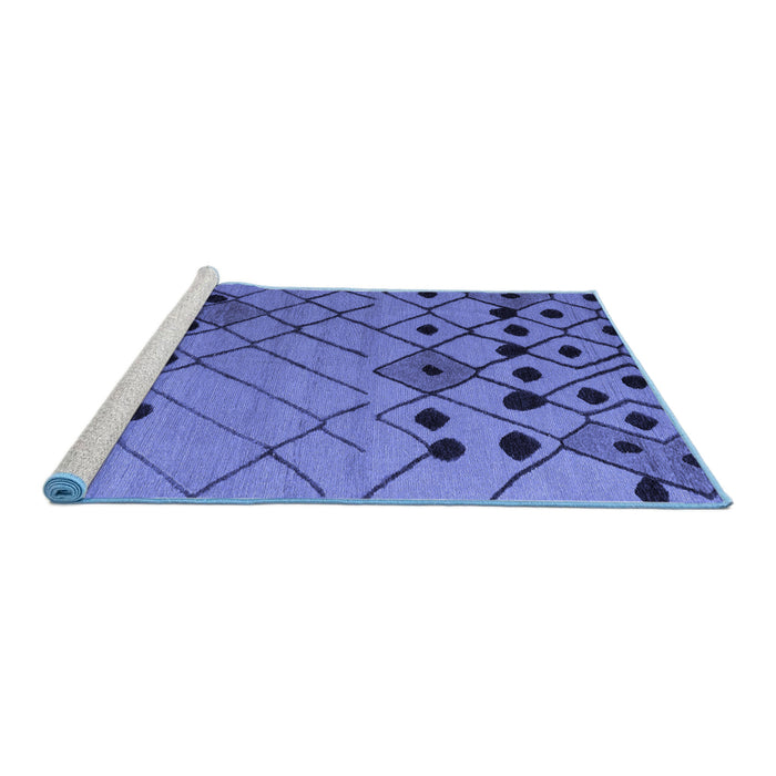 Sideview of Machine Washable Solid Blue Modern Rug, wshabs4481blu