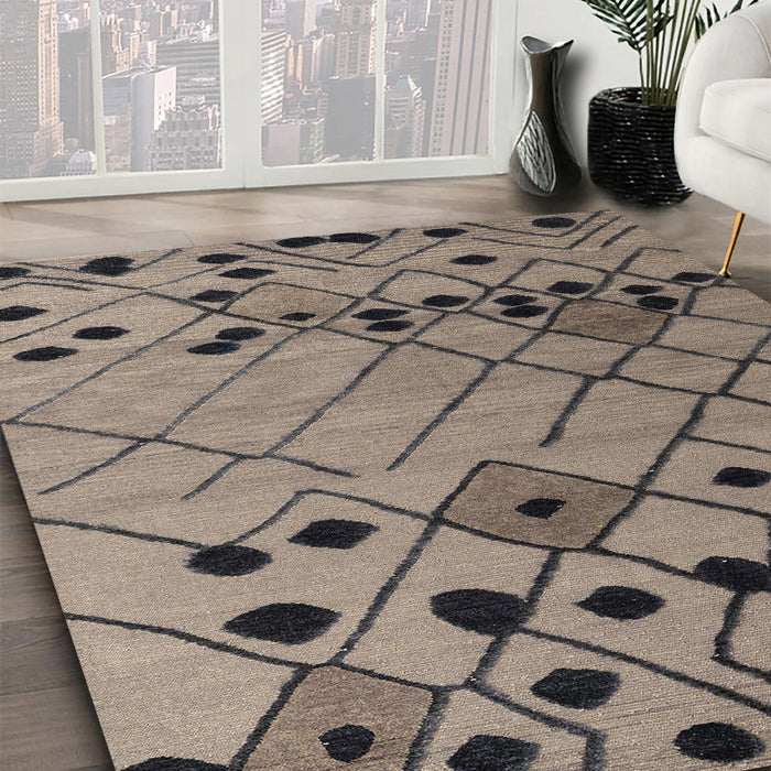Abstract Coffee Brown Solid Rug in Family Room, abs4481