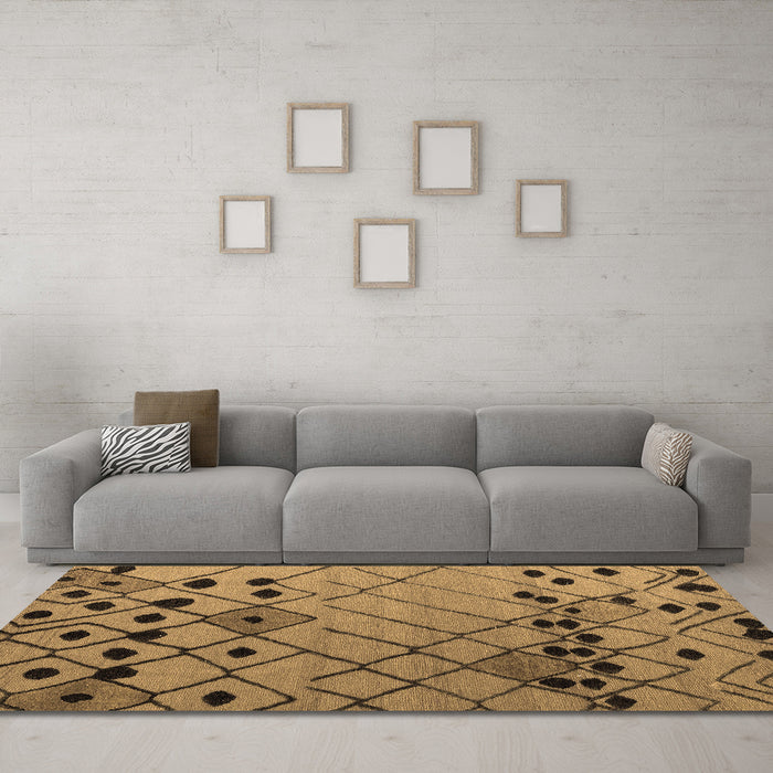 Machine Washable Solid Brown Modern Rug in a Living Room,, wshabs4481brn