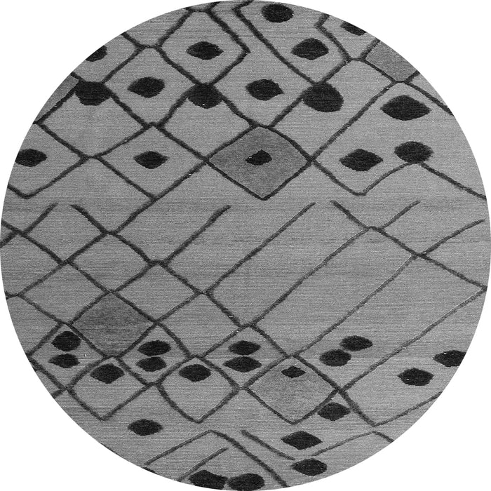 Round Machine Washable Solid Gray Modern Rug, wshabs4481gry
