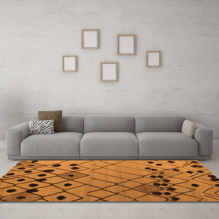 Machine Washable Solid Orange Modern Area Rugs in a Living Room, wshabs4481org