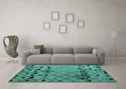 Machine Washable Solid Turquoise Modern Area Rugs in a Living Room,, wshabs4481turq