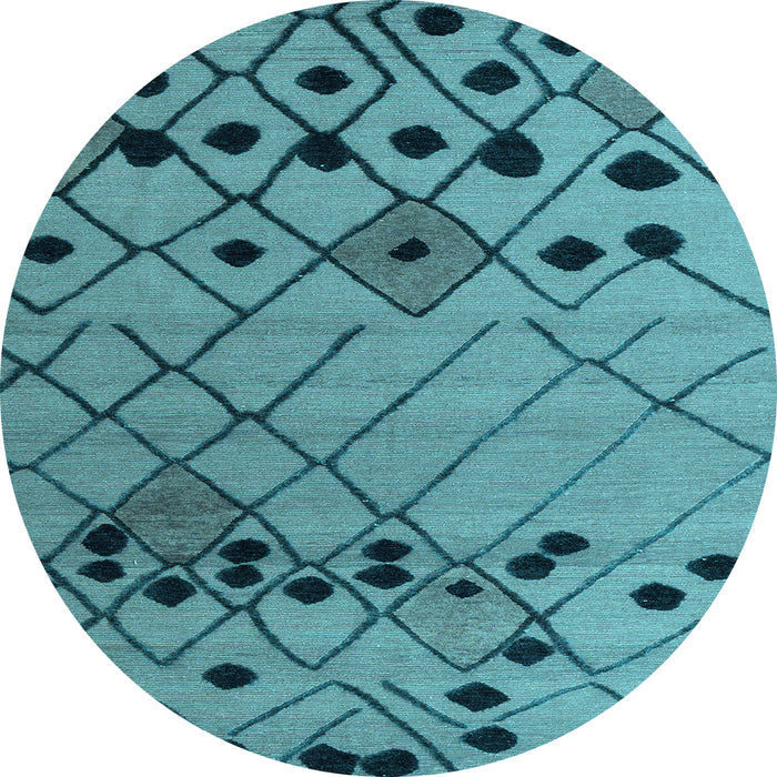 Round Machine Washable Solid Light Blue Modern Rug, wshabs4481lblu