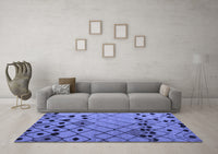 Machine Washable Solid Blue Modern Rug, wshabs4481blu